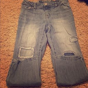 A pair of boyfriend cropped jeans